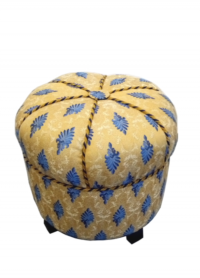 Le Pouf - Gelb mit blauem Muster @galleryeight